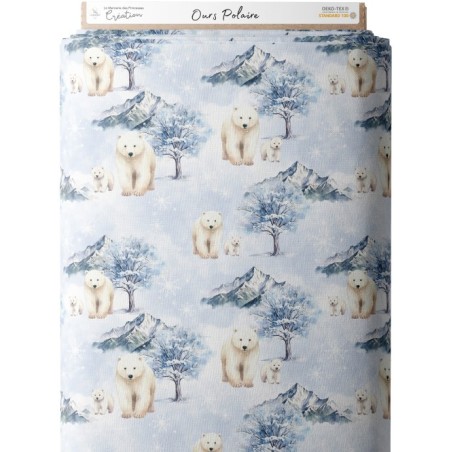 Tissu coton imprimé Ours Polaire - Certifié Oeko-Tex® Mercerie des Princesses
