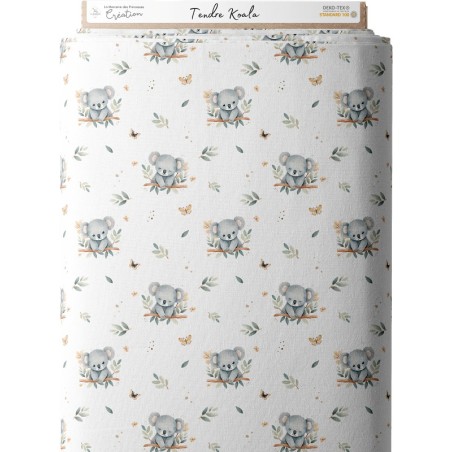 Tissu coton imprimé pour enfants Tendre Koala  - Certifié Oeko-Tex® Mercerie des Princesses