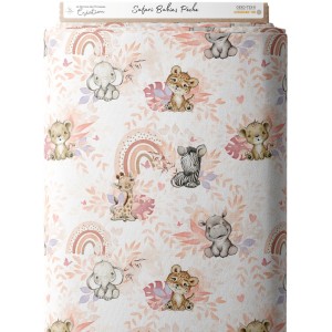 Tissu coton imprimé pour enfants Safari Babies Peche- Certifié Oeko-Tex® Mercerie des Princesses