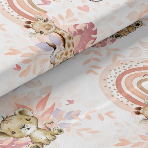  Tissu coton imprimé pour enfants Safari Babies Peche- Certifié Oeko-Tex® Mercerie des Princesses