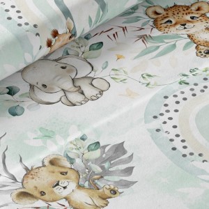  Tissu coton imprimé pour enfants Safari Babies Vert- Certifié Oeko-Tex® Mercerie des Princesses