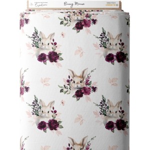 Tissu coton imprimé pour enfants Bunny mauve- Certifié Oeko-Tex® Mercerie des Princesses