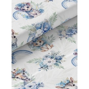  Tissu coton imprimé pour enfants Savana Blue- Certifié Oeko-Tex® Mercerie des Princesses