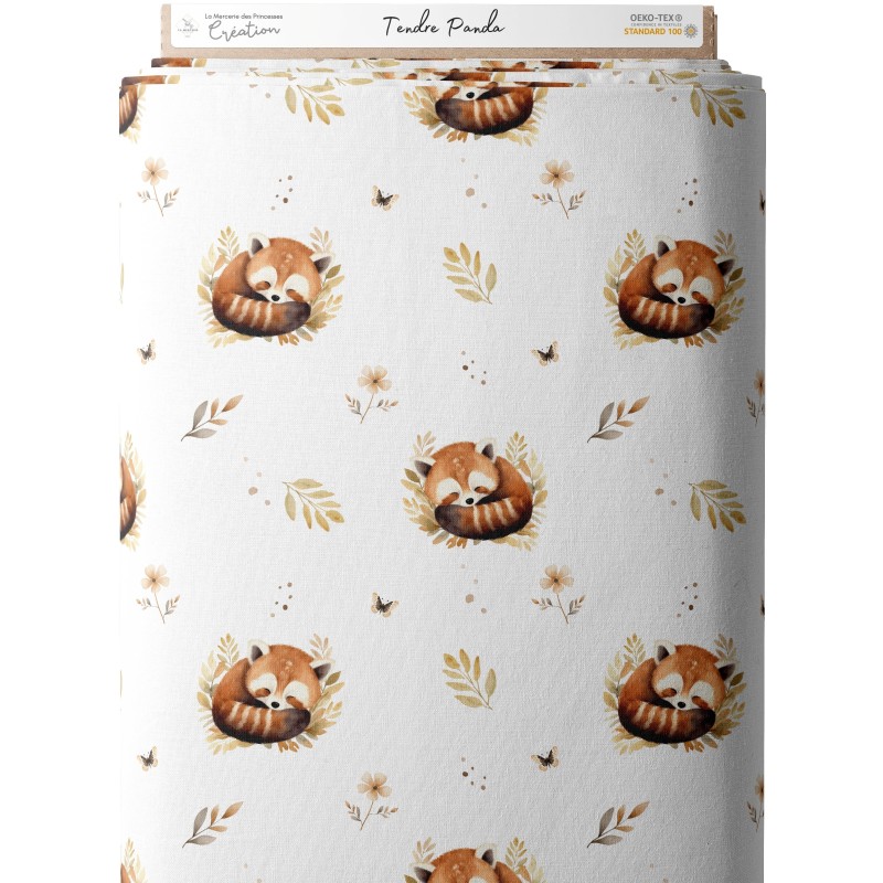 Tissu coton imprimé pour enfants Tendre Panda- Certifié Oeko-Tex® Mercerie des Princesses