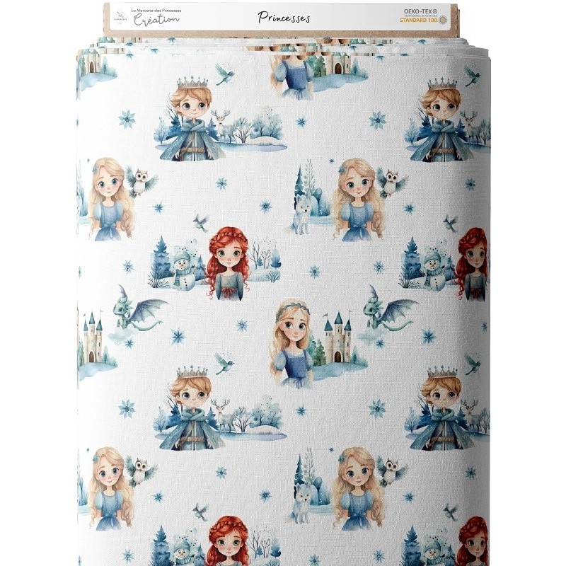 Tissu coton imprimé pour enfants Princesses- Certifié Oeko-Tex® Mercerie des Princesses