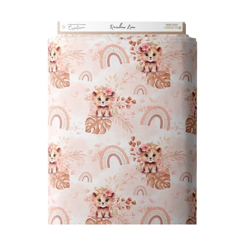 Tissu coton imprimé pour enfants Rainbow Lion- Certifié Oeko-Tex® Mercerie des Princesses