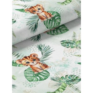  Tissu coton imprimé pour enfants Savane Bébé Tigre- Certifié Oeko-Tex® Mercerie des Princesses
