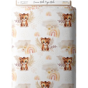 Tissu coton imprimé pour enfants Savane Bébé Tigre Boho - Certifié Oeko-Tex® Mercerie des Princesses