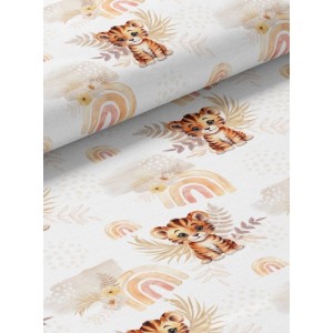  Tissu coton imprimé pour enfants Savane Bébé Tigre Boho - Certifié Oeko-Tex® Mercerie des Princesses
