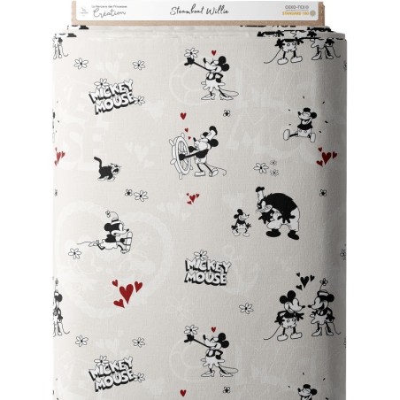 Tissu coton imprimé pour enfants SteamBoat Willie- Certifié Oeko-Tex® Mercerie des Princesses