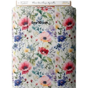  Tissu coton imprimé Fleurs Des Champs Aquarelles - Certifié Oeko-Tex® Mercerie des Princesses
