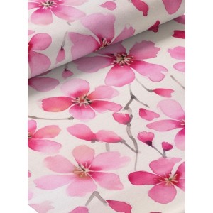  Tissu coton imprimé Fleurs Roses Aquarelles - Certifié Oeko-Tex® Mercerie des Princesses