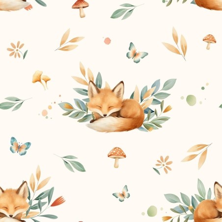 Tissu coton imprimé pour enfants Tendre Renard - Certifié Oeko-Tex® Mercerie des Princesses