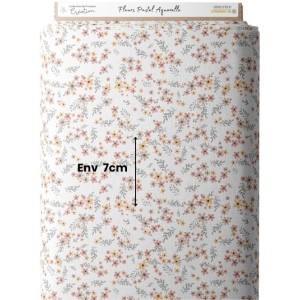  Tissu coton imprimé Fleurs Pastel Aquarelle - Certifié Oeko-Tex® Mercerie des Princesses