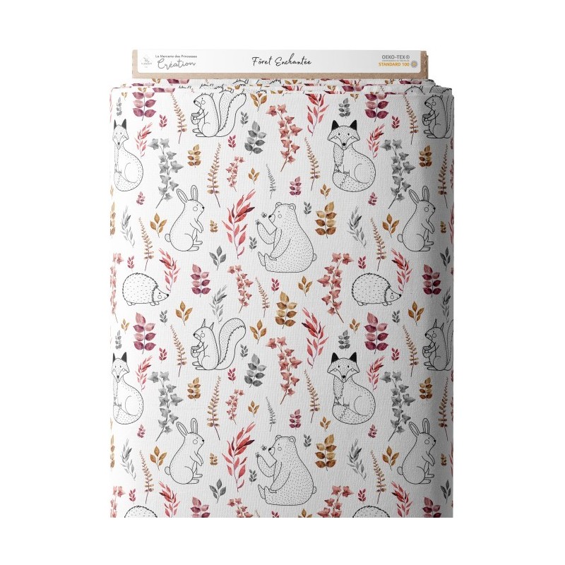 Tissu coton imprimé pour enfants Forêt Enchantée - Certifié Oeko-Tex® Mercerie des Princesses
