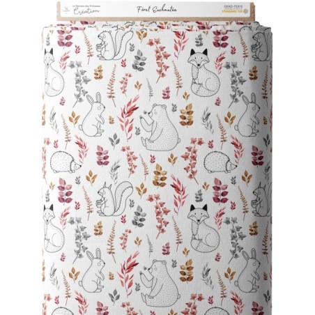 Tissu coton imprimé pour enfants Forêt Enchantée - Certifié Oeko-Tex® Mercerie des Princesses