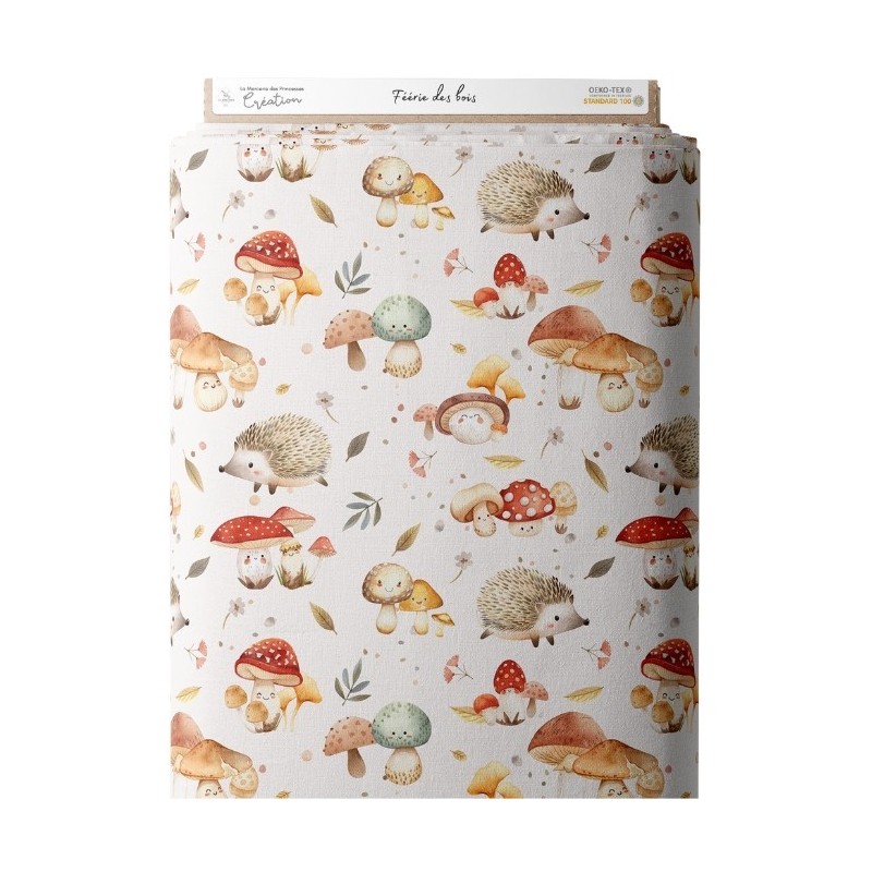 Tissu coton imprimé pour enfants Féérie des bois - Certifié Oeko-Tex® Mercerie des Princesses
