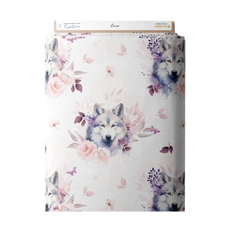 Tissu coton imprimé pour enfants Louve - Certifié Oeko-Tex® Mercerie des Princesses