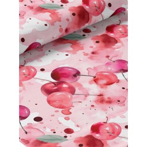  Tissu coton imprimé fruit Cerise Aquarelle- Certifié Oeko-Tex® Mercerie des Princesses