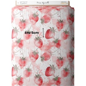 Tissu coton imprimé fruit Fraise Aquarelle- Certifié Oeko-Tex® Mercerie des Princesses