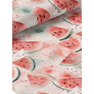  Tissu coton imprimé fruit Pastèque Aquarelle- Certifié Oeko-Tex® Mercerie des Princesses