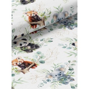  Tissu coton imprimé pour enfants Pandas & Koala Eucalyptus - Certifié Oeko-Tex® Mercerie des Princesses