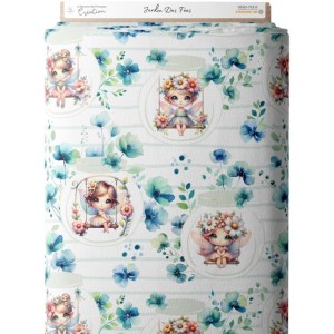 Tissu coton imprimé pour enfants Jardin Des Fées- Certifié Oeko-Tex® Mercerie des Princesses