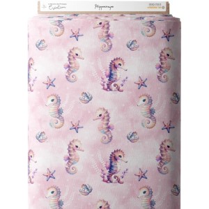 Tissu coton imprimé pour enfants Hippocampe- Certifié Oeko-Tex® Mercerie des Princesses