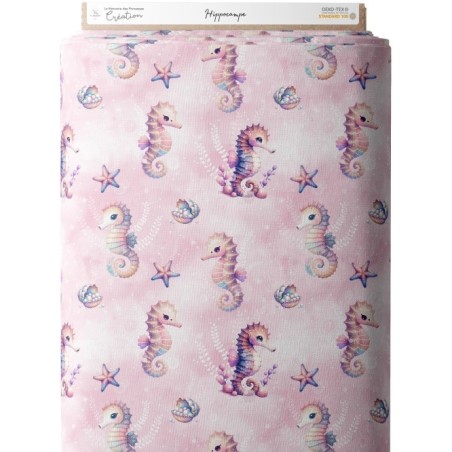 Tissu coton imprimé pour enfants Hippocampe- Certifié Oeko-Tex® Mercerie des Princesses
