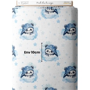 Tissu coton imprimé pour enfants Panda dans les nuages - Certifié Oeko-Tex® Mercerie des Princesses