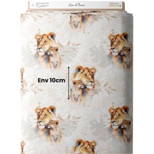 Tissu coton imprimé pour enfants Lionceau et Lionne- Certifié Oeko-Tex® Mercerie des Princesses