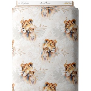  Tissu coton imprimé pour enfants Lionceau et Lionne- Certifié Oeko-Tex® Mercerie des Princesses