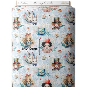  Tissu coton imprimé pour enfants Alice au Pays des Merveilles- Certifié Oeko-Tex® Mercerie des Princesses