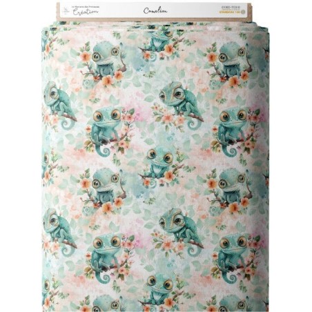 Tissu coton imprimé pour enfants Caméléons- Certifié Oeko-Tex® Mercerie des Princesses
