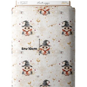 Tissu coton imprimé pour enfants Chouettes Magiques beige - Certifié Oeko-Tex® Mercerie des Princesses