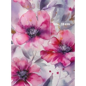  Tissu coton imprimé Fleurs Pourpres Aquarelles - Certifié Oeko-Tex® Mercerie des Princesses