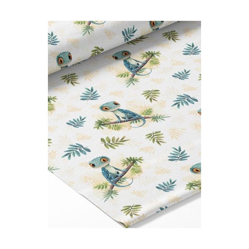Tissu coton imprimé pour enfants Gecko- Certifié Oeko-Tex® Mercerie des Princesses
