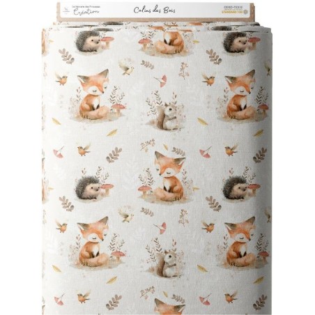 Tissu coton imprimé pour enfants Calins des bois - Certifié Oeko-Tex® Mercerie des Princesses