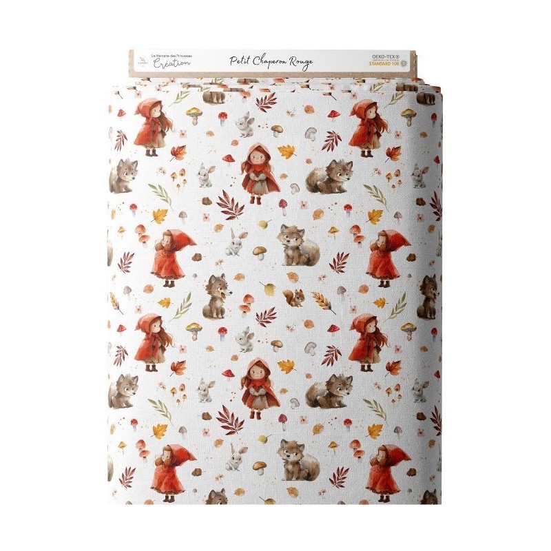 Tissu coton imprimé pour enfants Petit Chaperon Rouge - Certifié Oeko-Tex® Mercerie des Princesses