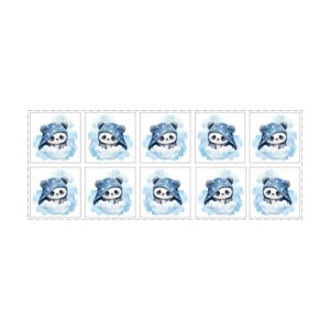 Coupon Lingettes Panda dans les nuages coton imprimé à réaliser soi-même  - Certifié Oeko-Tex®
