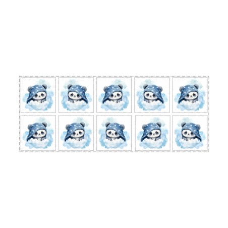 Coupon Lingettes Panda dans les nuages coton imprimé à réaliser soi-même  - Certifié Oeko-Tex®
