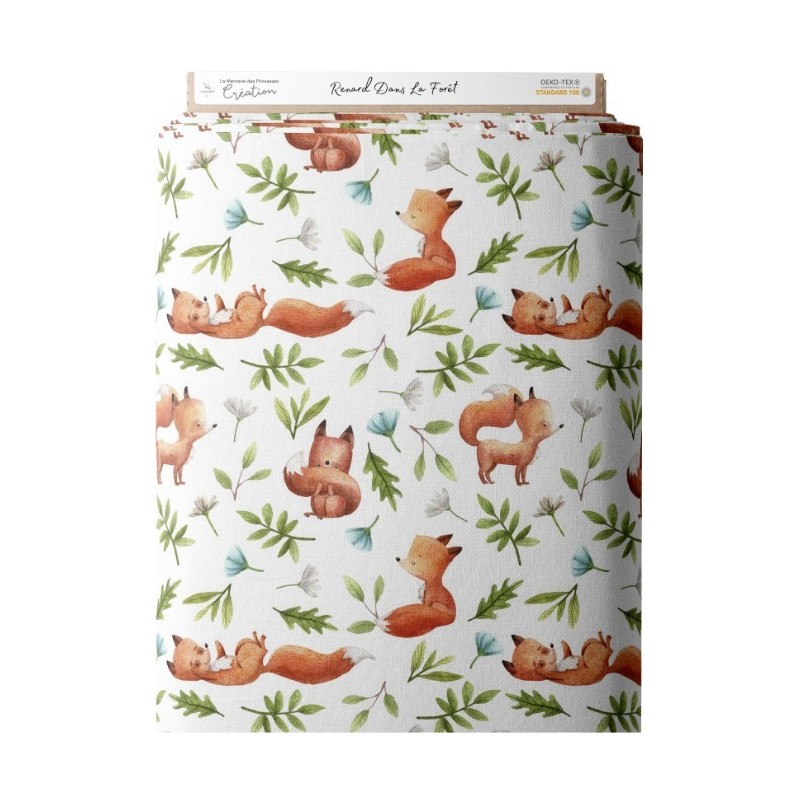 Tissu coton imprimé pour enfants Renard Dans La Forêt - Certifié Oeko-Tex® Mercerie des Princesses