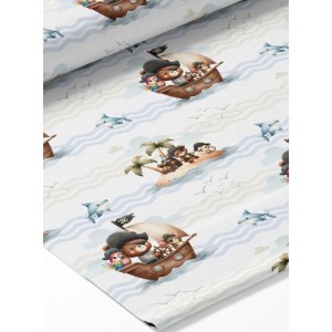  Tissu coton imprimé pour enfants Petit Pirate - Certifié Oeko-Tex® Mercerie des Princesses