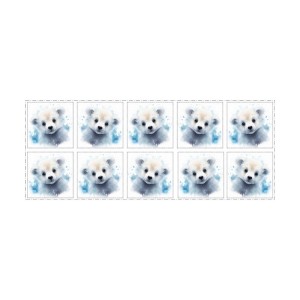 Coupon Lingettes Ourson blanc coton imprimé à réaliser soi-même  - Certifié Oeko-Tex®