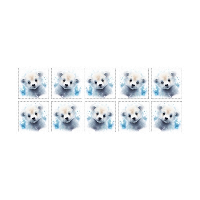 Coupon Lingettes Ourson blanc coton imprimé à réaliser soi-même  - Certifié Oeko-Tex®