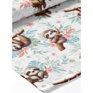  Tissu coton imprimé pour enfants Petits Paresseux - Certifié Oeko-Tex® Mercerie des Princesses