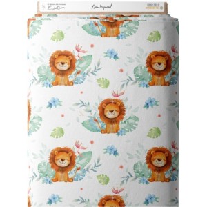 Tissu coton imprimé pour enfants Lion Tropical - Certifié Oeko-Tex® Mercerie des Princesses