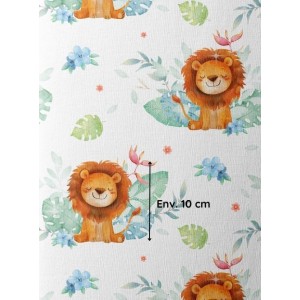  Tissu coton imprimé pour enfants Lion Tropical - Certifié Oeko-Tex® Mercerie des Princesses