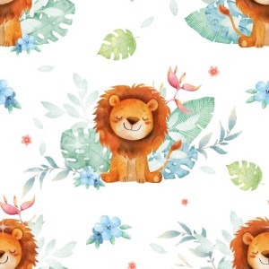  Tissu coton imprimé pour enfants Lion Tropical - Certifié Oeko-Tex® Mercerie des Princesses