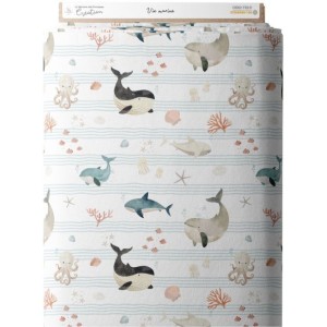 Tissu coton imprimé pour enfants Vie Marine - Certifié Oeko-Tex® Mercerie des Princesses